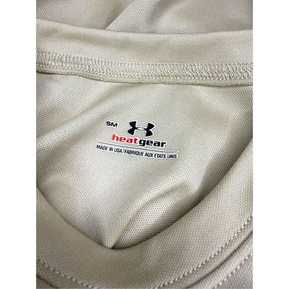 Under Armour Men’s Small Heat Gear Activewear T-Shirt Tan NEW - Picture 4 of 6